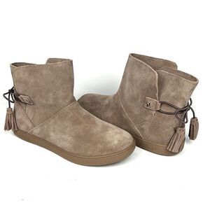New Koolaburra By Ugg Skyller Ankle  Boots Taupe Suede Slip-on Back Tassels US 9